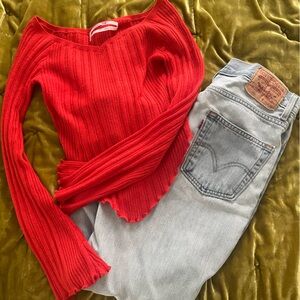 Women's Red Ribbed Urban Outfitters top